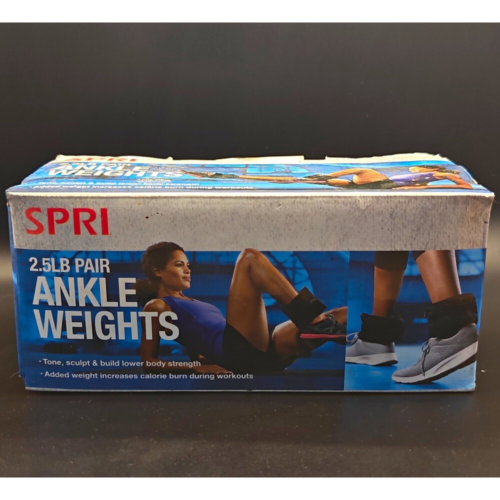SPRI 2.5 lb Pair Ankle Weights Black Neoprene Comfort-Fit No-Slide